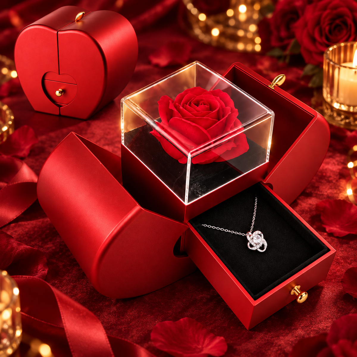 QIQEN EverRose – Collana con pendente e cofanetto regalo